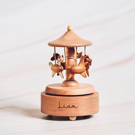 Carrusel musical de madera caballitos personalizado