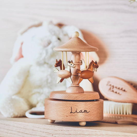 Carrusel musical de madera caballitos personalizado