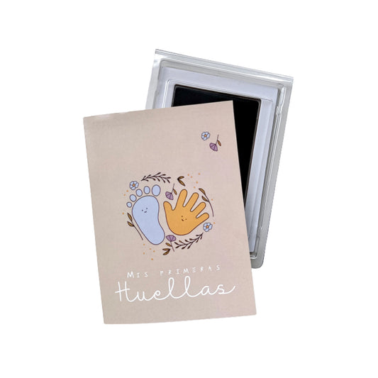 Set tarjeta impresión de huellas (mano y pie) + tinta sin contacto para bebé